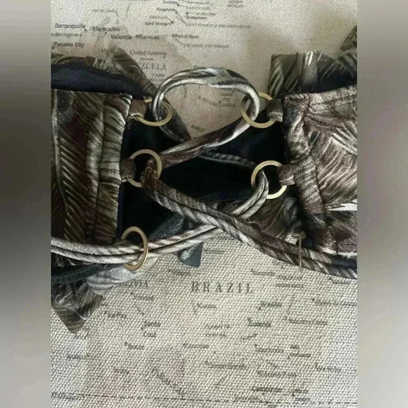 ZIMMERMAN Bandeau Laced tie closure with back wrap-tie closure Size 0 Leaf Print - Picture 2 of 7